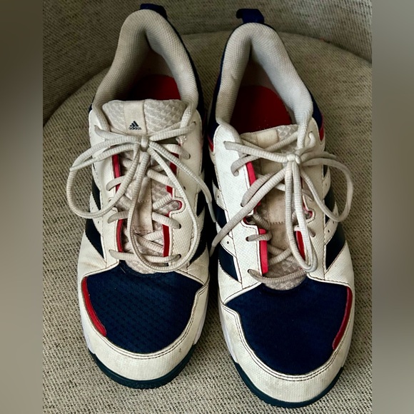 Men’s Sneakers Adidas Trainer Sneakers White Red Blue Lace up exercise cozy - Picture 2 of 9
